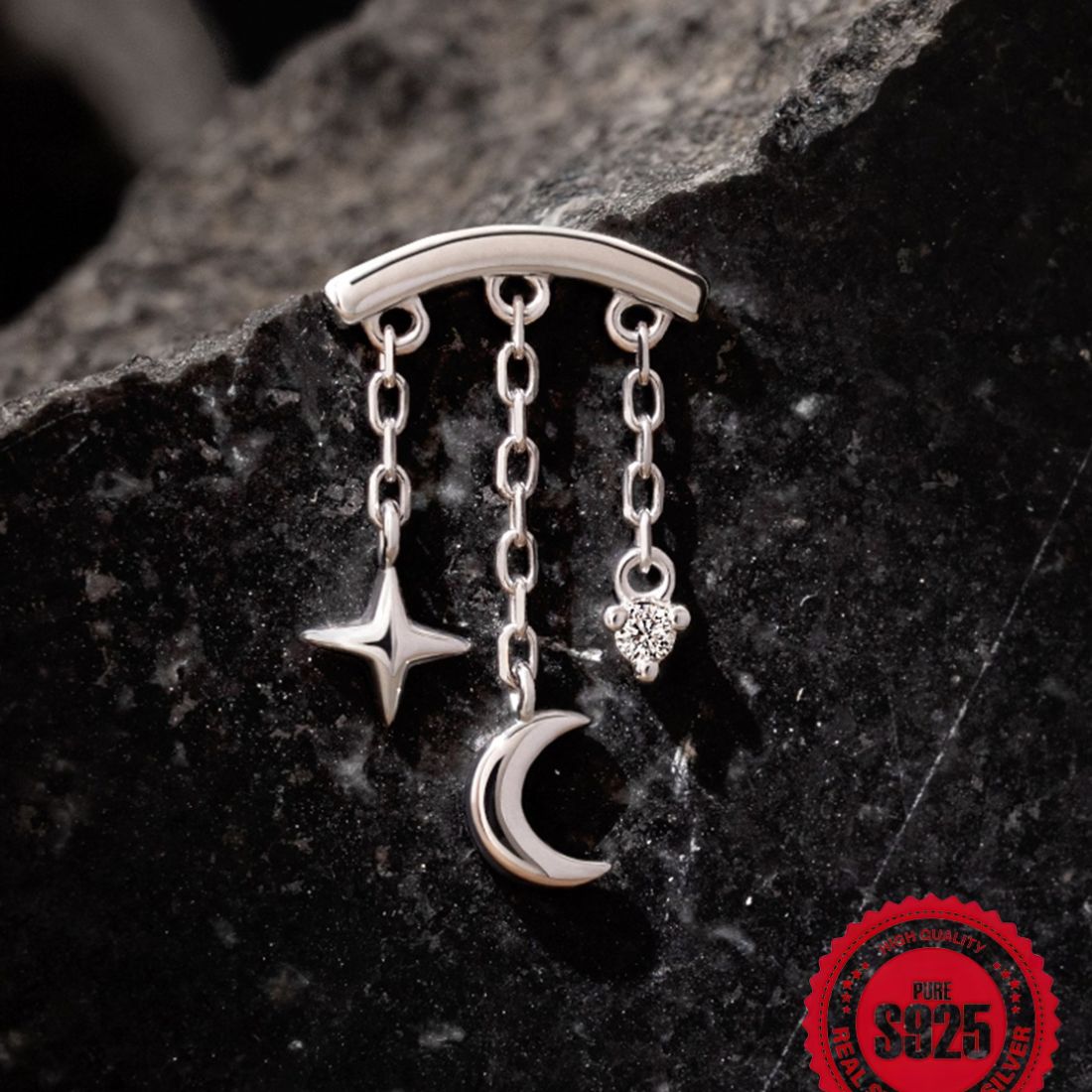 Sterling Silver 925 Flat Back Earring for Women Helix Piercing Jewelry