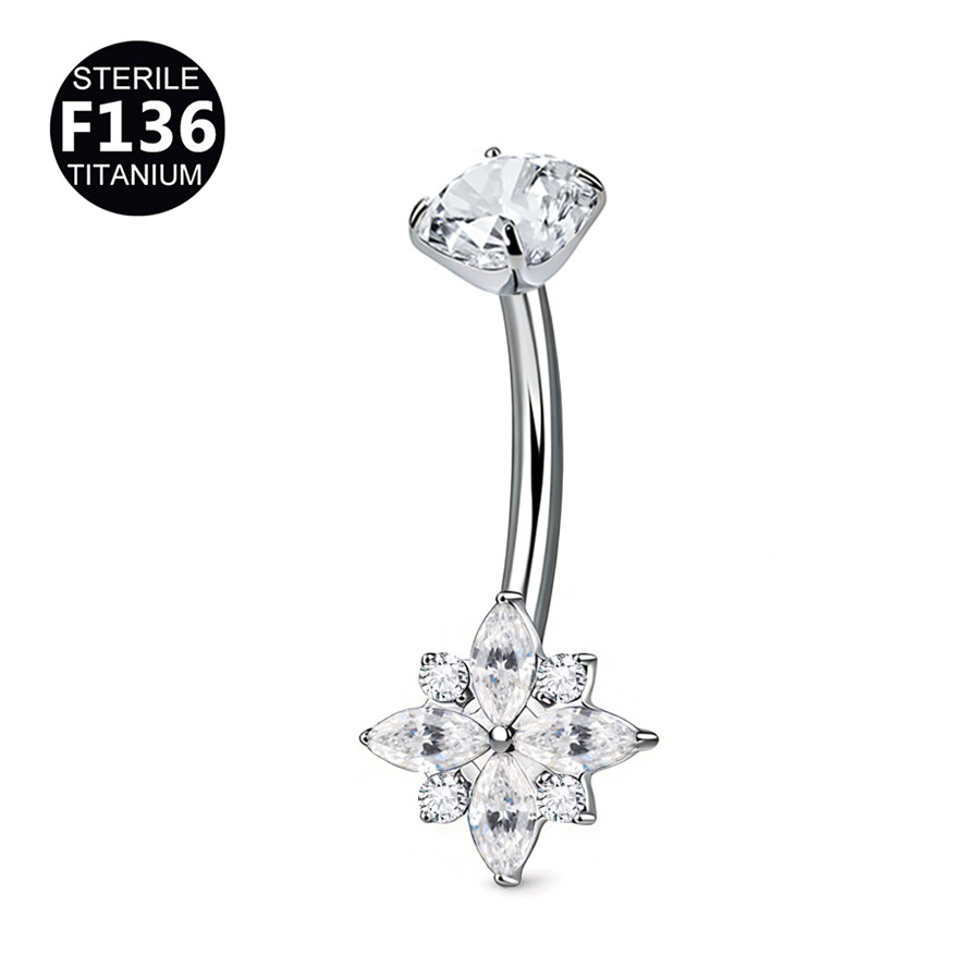 Marquise Star Cluster Titanium Belly Button Ring 14G 10mm - F136TBP007-S1410