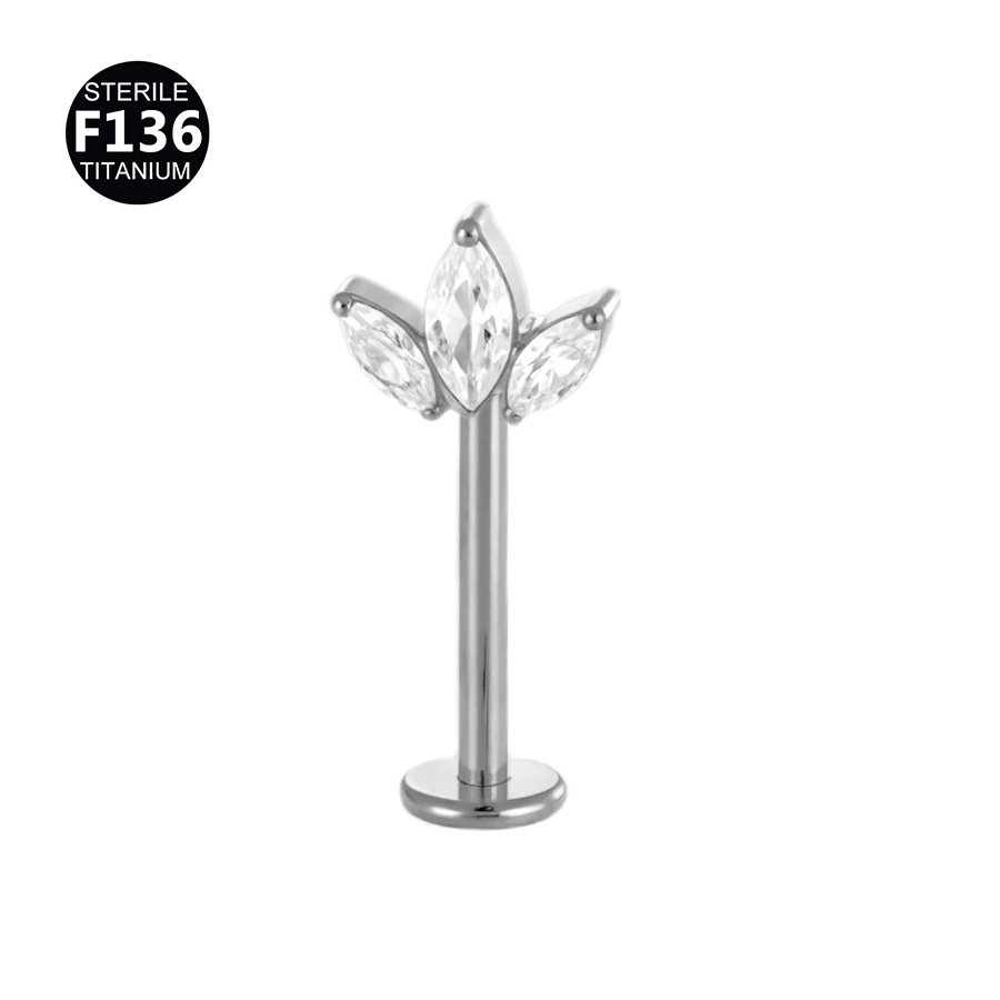 Triple Marquise Fan Titanium Labret 16G 6mm - F136TEP017