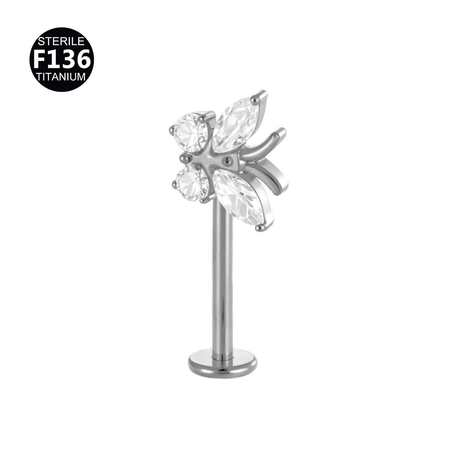 Butterfly Wing Cluster Titanium Labret 16G 6mm - F136TEP020