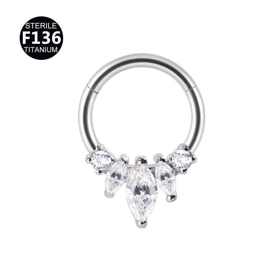Marquise & Round Cluster Titanium Hinged Clicker 16G 8mm - F136TEP027
