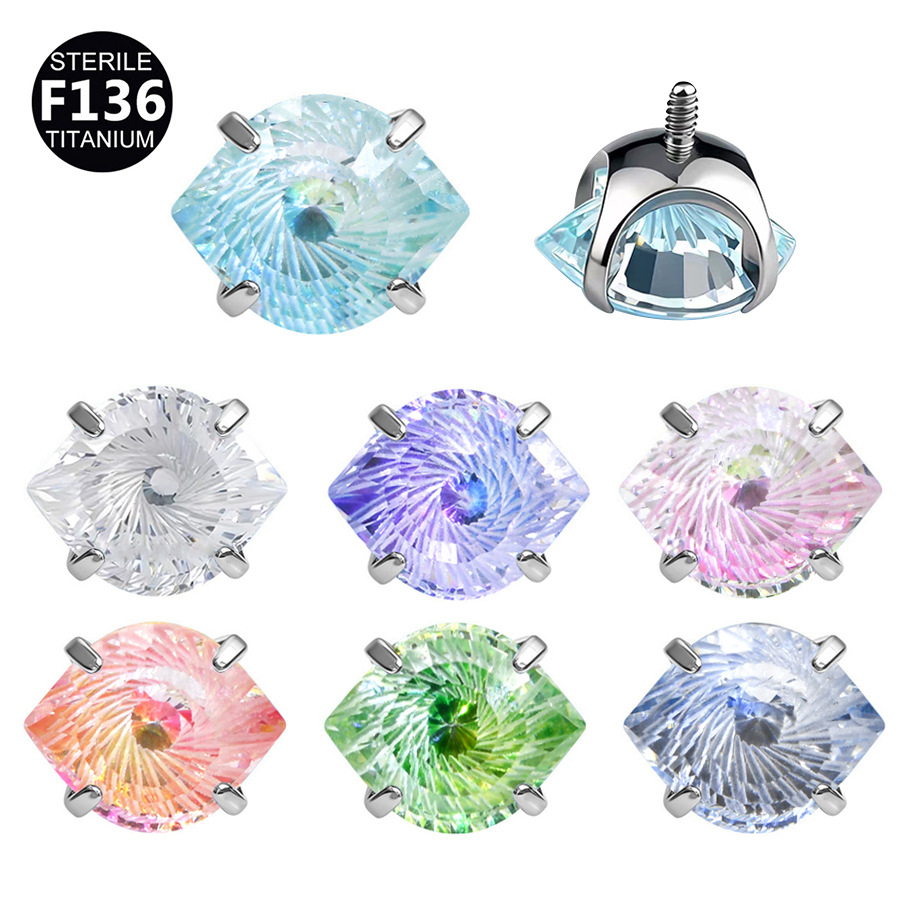 “Angel Eye” Gradient Prism Titanium Threaded Top – M0.9 Internal Threading F136TEP030