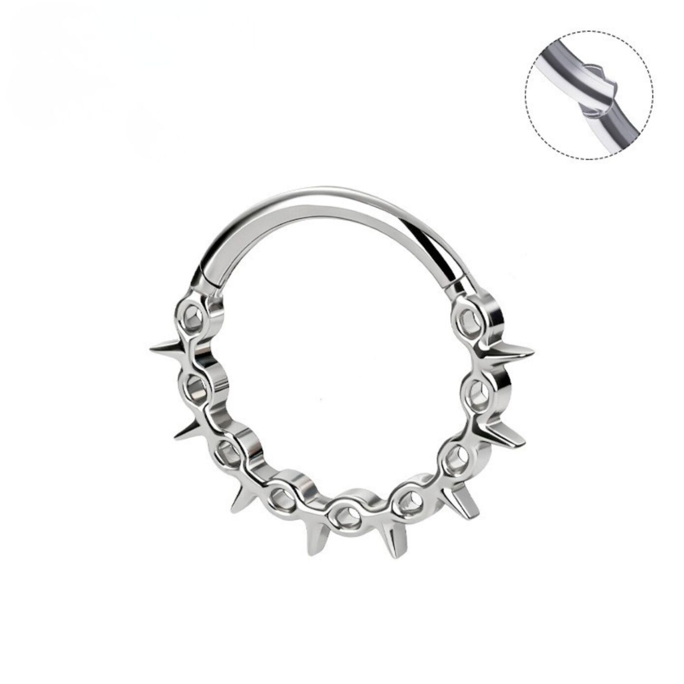 Spiked Edge Hinged Clicker Titanium 16G - F136TEP034