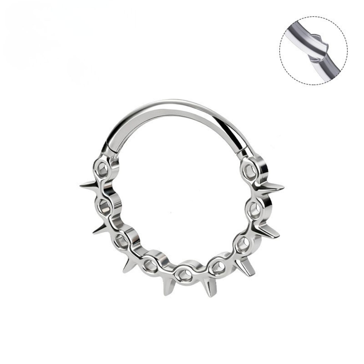 Spiked Edge Hinged Clicker Titanium 16G – F136TEP034