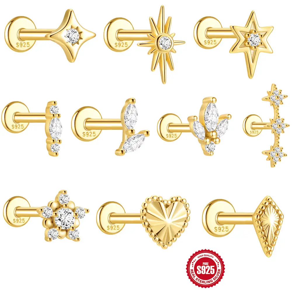 Celestial Star & Marquise CZ Labret 925 Sterling Silver 16G 6mm – SP1606049