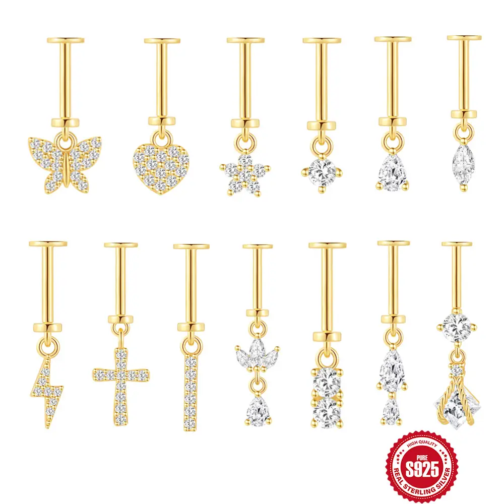 Sterling Silver Internal Threaded Labret Piercing Jewelry 16G 6mm – SP1606050
