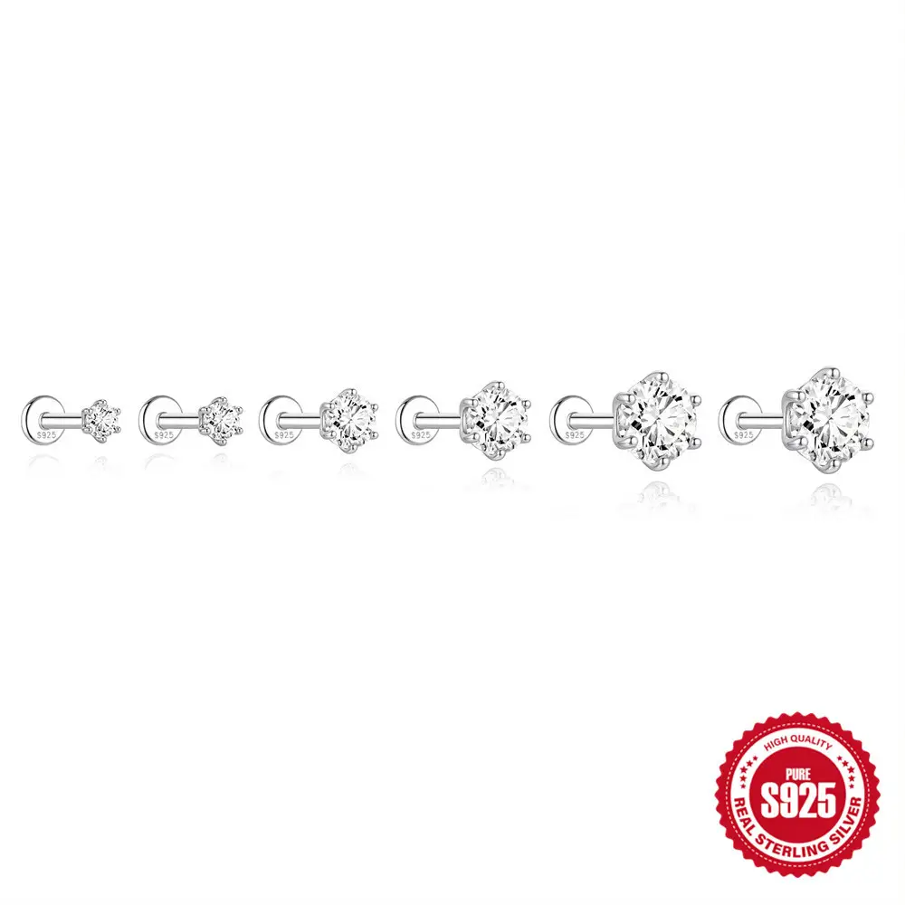 Moissanite S925 Sterling Silver Internally Threaded Labret Stud - SPM1606001