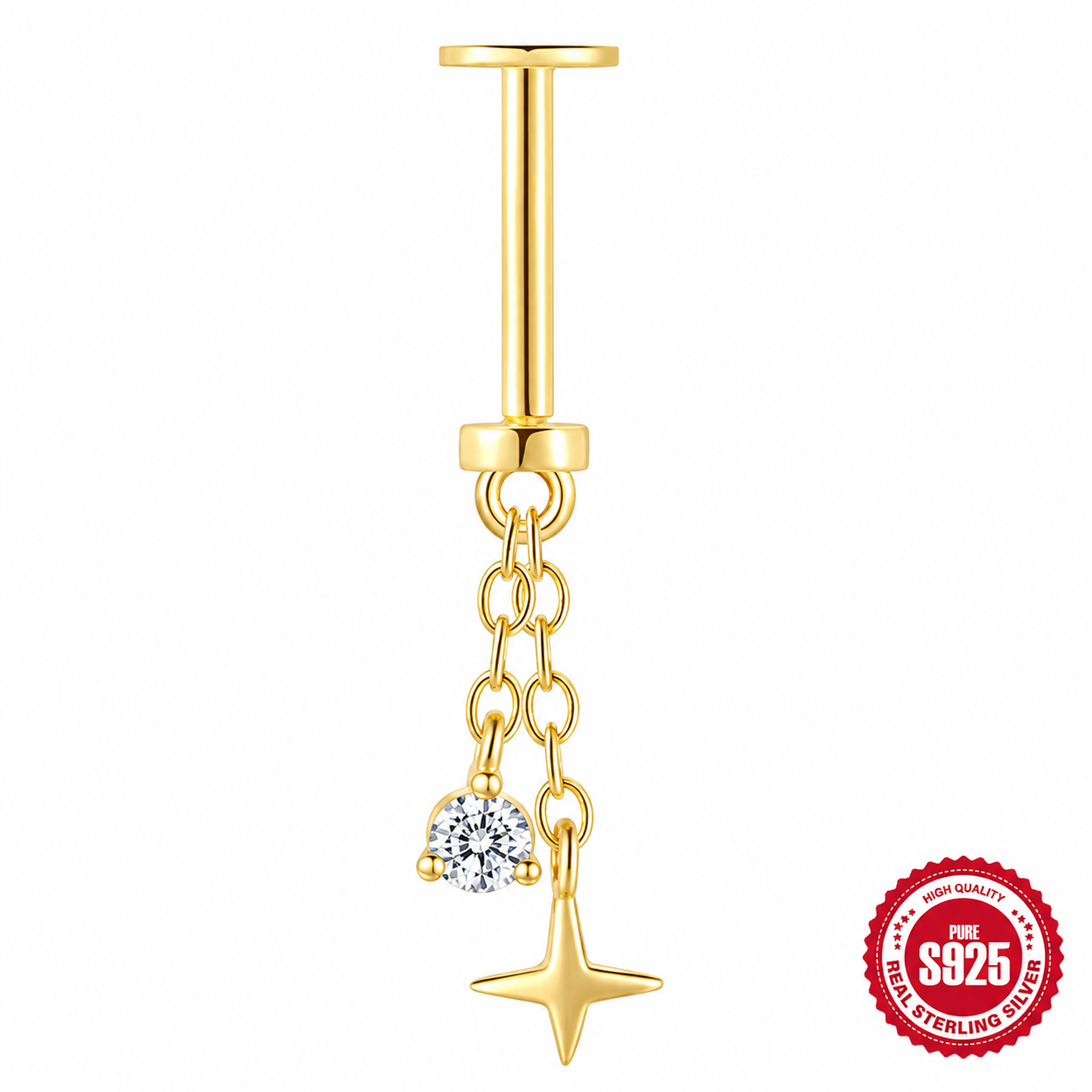 Floating Helix Dangle Labret Stud Sterling Silver 16G 6mm – SP1606063