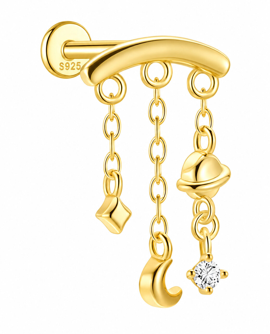 Hidden Helix Celestial Dangle Labret Stud Sterling Silver 16G 6mm - SP1606067