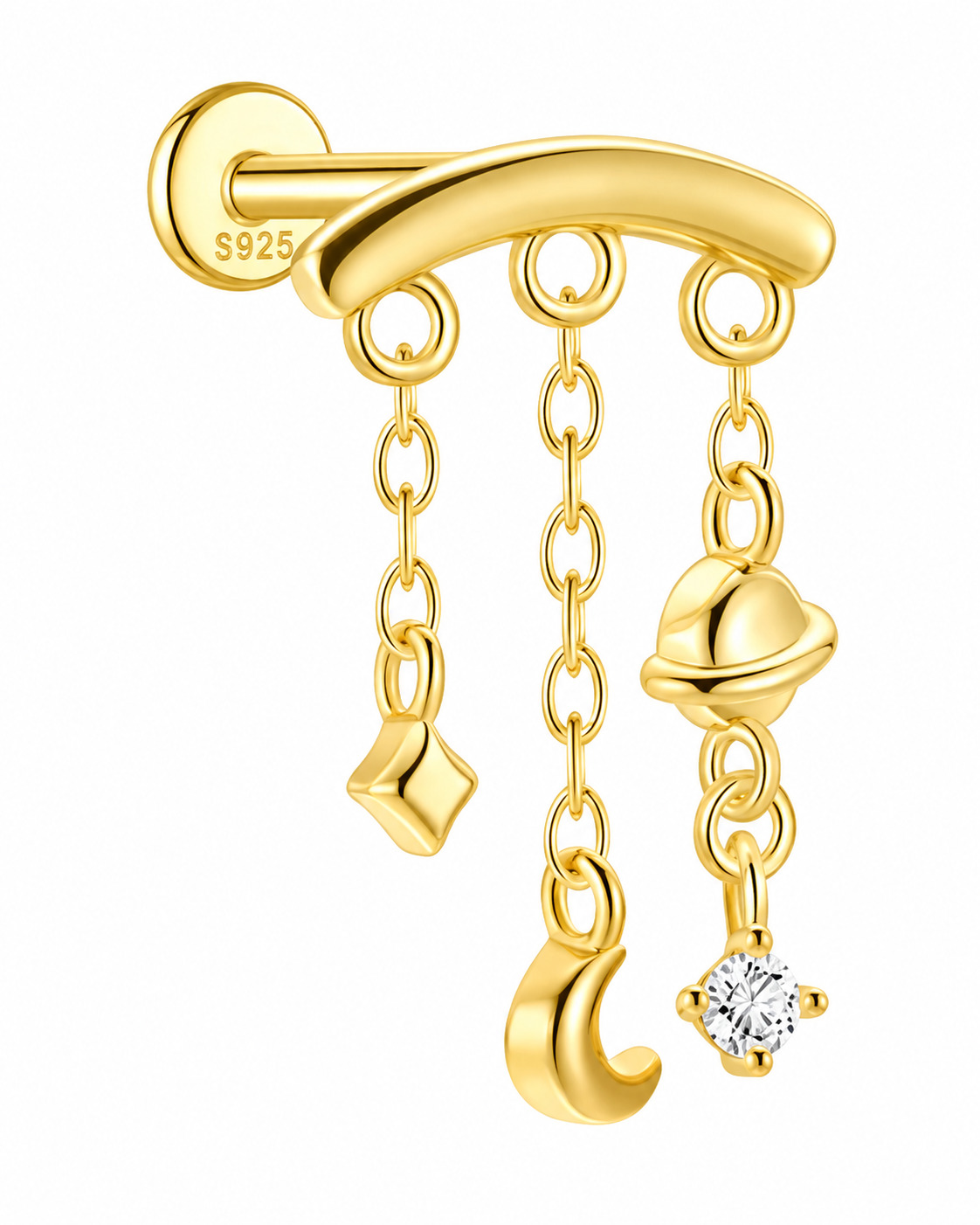 Hidden Helix Celestial Dangle Labret Stud Sterling Silver 16G 6mm – SP1606067